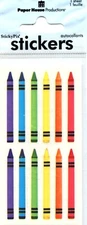 Crayons, scrapbook sticker, 3 sheets, each 2" x 4", Paper House 2194