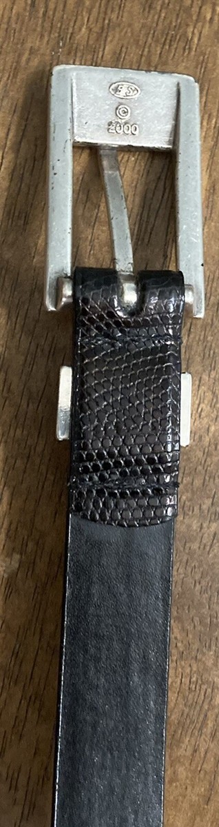 Sandy Duftler Designs Belt Lizard Embossed Leather Black 