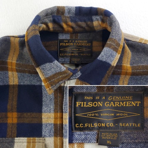 C.C. Filson Jac-Shirt Wool Flannel Overshirt Made USA Navy Bronze Men's XL - Picture 2 of 12