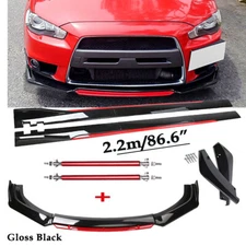 Front Bumper Lip Spoiler Splitter Side Skirt For Mitsubishi Lancer EVO X Glossy