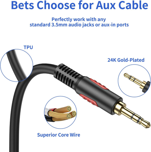 3.5Mm Male to Male Audio Aux Cable 3Ft, AUX Cable for Beats Headphones, Ipods, I - Picture 5 of 12