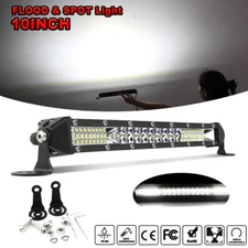 10inch 120W LED Light Bar Singl Row Spot Flood Combo Work SUV Offroad ATV UTV US