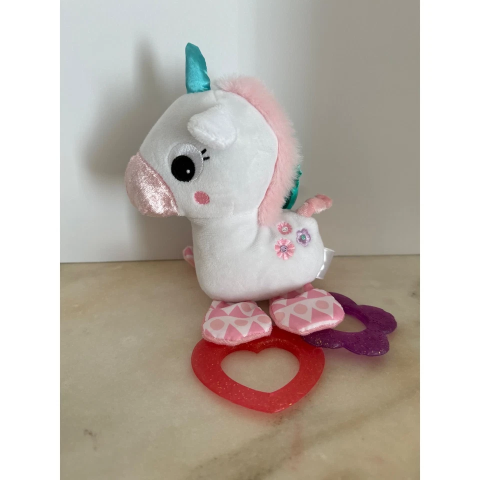 Carrinho de passeio ou brinquedo transportador de pelúcia Bright Starts unicórnio brilho e brilho R - Imagem 2 de 4