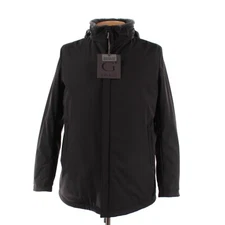 Gimo's NWT Full Zip Hooded Shearling Jacket Size 50 (M US) In Solid Black