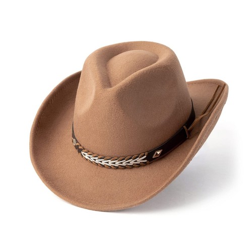 Western Cowboy Hat Retro Jazz Hat Wide Brim Wild West Cap Cowgirl Mens Womens - Picture 16 of 17