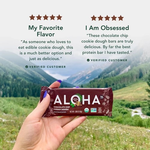ALOHA Plant Based Protein Bars, Chocolate Chip Cookie Dough, 14g Protein (Pack . - Picture 5 of 6