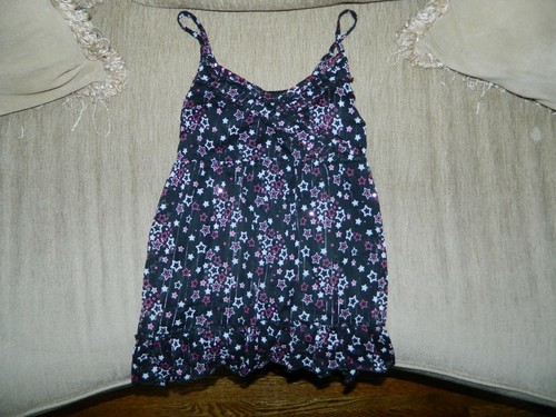 Girl's Justice Black Sheer Top w/Stars Size 14 - Picture 3 of 3
