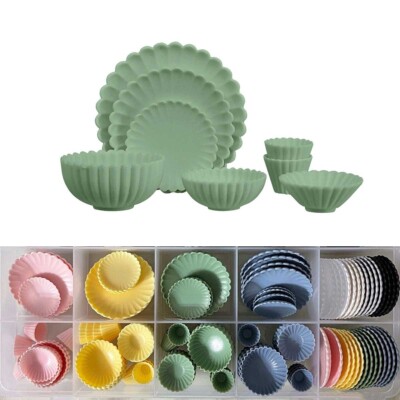 7PC Dollhouse 1:6 Scale Food Salad Bowls Plates Set Kitchen Tableware ...