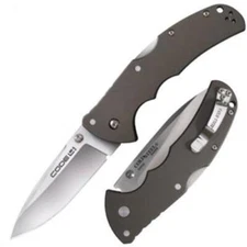 Cold Steel Code 4 Spear Point Plain S35VN Knife Ambidextrous Stainless Belt Clip