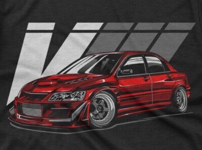 Mitsubishi Evo 8  T-Shirt JDM Evolution AWD Racing Ring Spun Cotton Tee