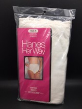 Vintage Woman  s Hanes Her Way White 100 Cotton Briefs 3 Pack Size 8 NOS 1990