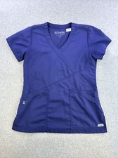Greys Anatomy Scrub Top Womens Small Blue Short Sleeve V Neck Medical Shirt
