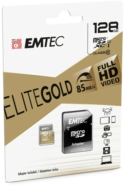 Emtec - microSDXC 128GB USH-I U1 Elite Gold with adapter - Image 2 of 2