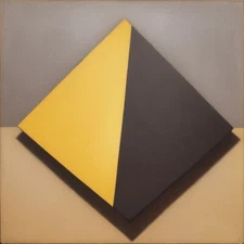 Medium Abstract Painting 2x2 ft. Post-Modernism Geometric Demrin Cubism II NEW