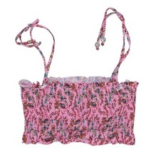 Jessica Simpson Smocked Ruffle Bandeau Women's Swimwear Bikini Top S NWT Blossom