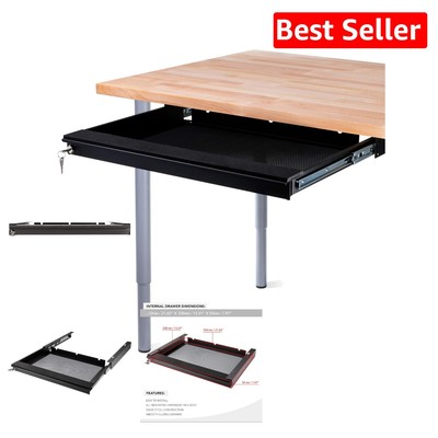 Compact Under Desk Lockable Laptop Tray - Fits 20  Devices, Easy Install