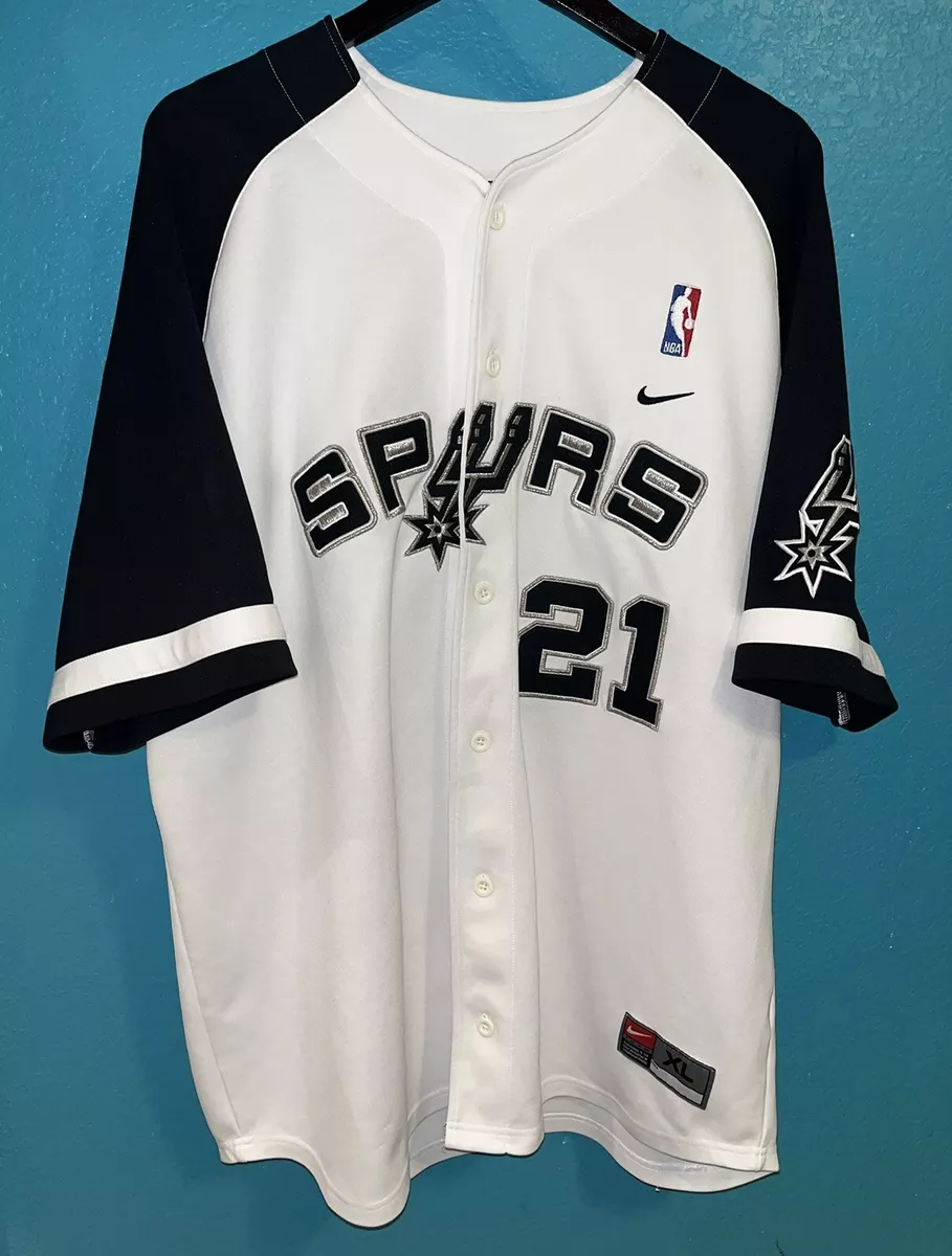 Tim Duncan San Antonio Spurs Baseball Jersey XL White Nike Stitched Logo