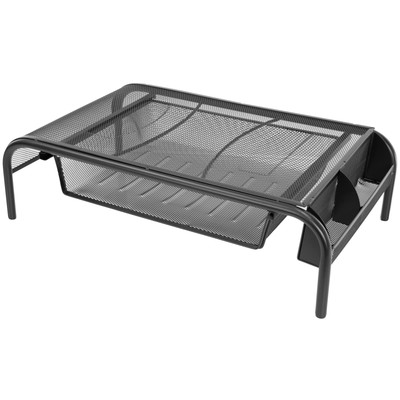 Mount-It Metal Mesh Monitor Stand with Drawer Ergonomic Desk Organizer and Ri...