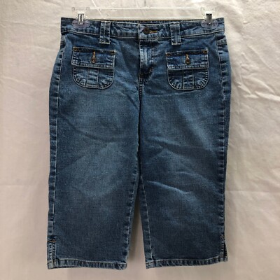 L.E.I. DENIM 00/01 JUNIOR GIRLS JEANS MED RISE CROP LEG MEDIUM WASH SIZE 7
