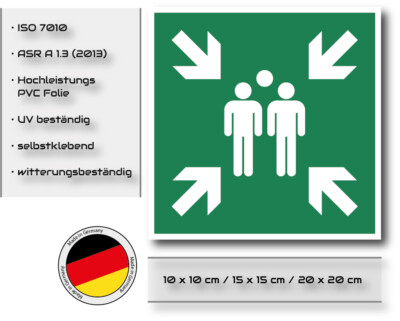 Rettungszeichen Sammelpunkt E007 Symbol Schild DIN EN ISO 7010 ASR 1.3
