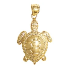 New 14k Gold Sea Turtle Pendant