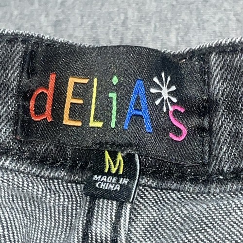 Delia’s Dolls Kill Black Distressed Jeans Plaid Patches Ripped High Waist Size M - Picture 3 of 6