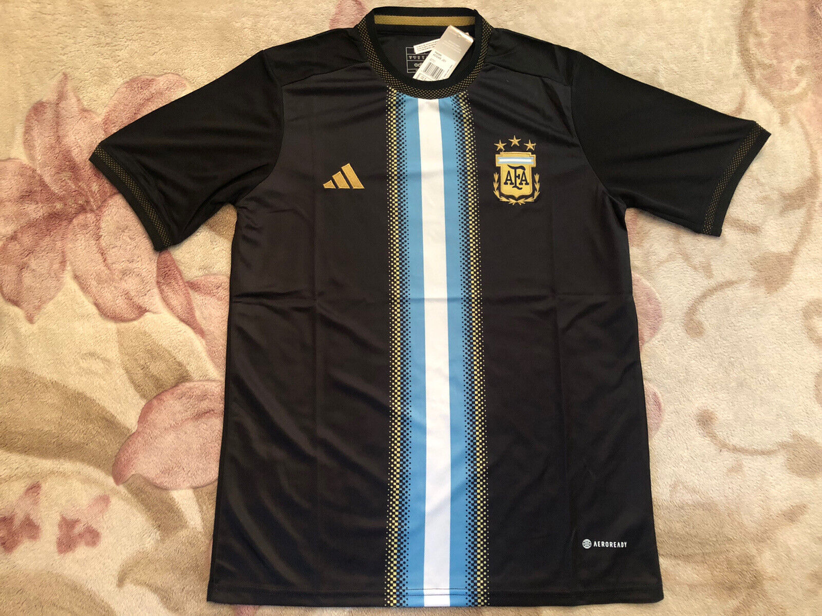 ARGENTINA SOCCER JERSEY 3 STARS CAMPEONES DEL MUNDO - NEW - LIMITED QUANTITY