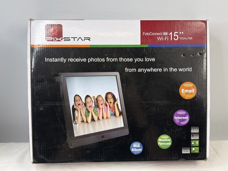 Pix Star FotoConnect XD 15" Wi-Fi Digital Picture Frame 8GB PZO15F Open Box