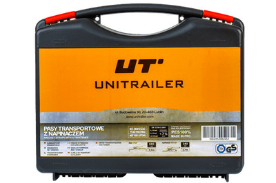 4er Set UNITRAILER Spanngurte 4m 25mm 0,68t Orange im Koffer PKW Anhänger