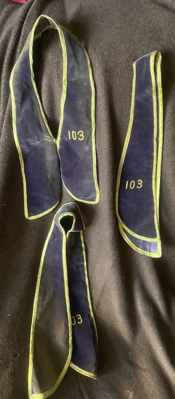 3 Vintage I.O.O.F. Odd Fellows Velvet Ceremonial  Sash Purple 103 Sewn