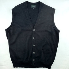 Wolsey Sweater Vest Mens Large Dark charcoal Merino Blend Cardigan