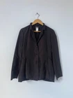 Lilith Women Jacket Medium Black Taffeta Relaxed Button Blazer Iridescent