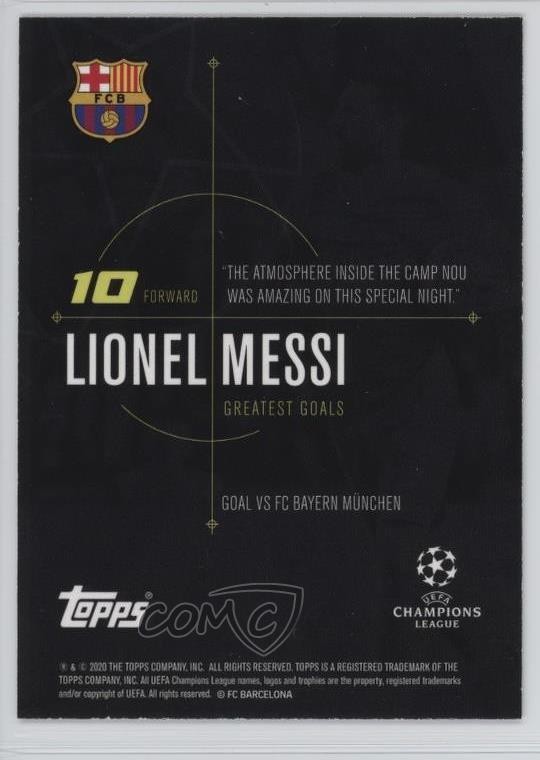 2020 Topps Lionel Messi Champions League Lionel Messi #6515 view 2
