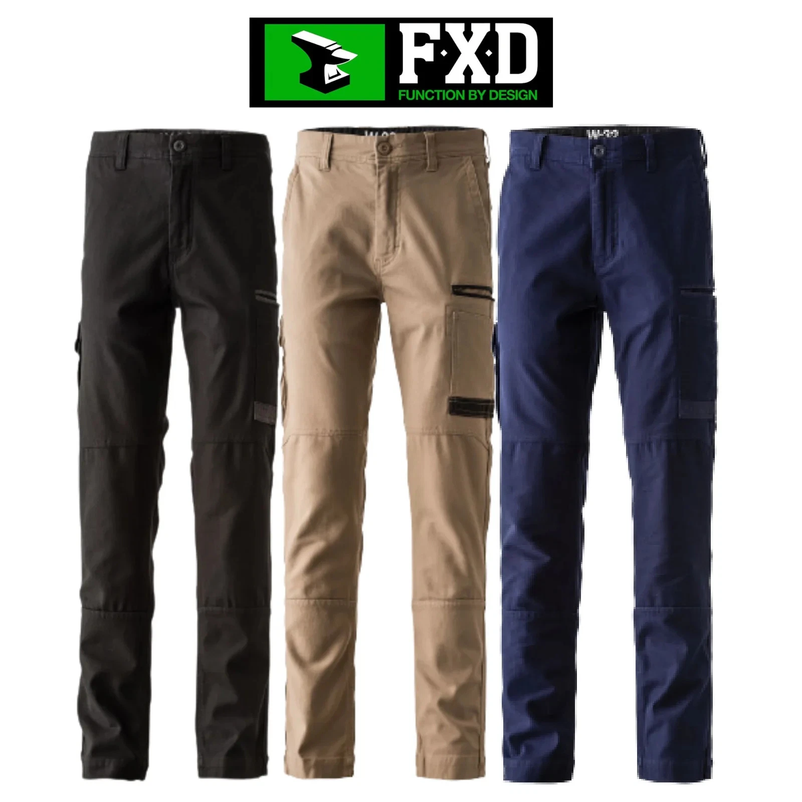 FXD Mens WP-3 Stretch Work Pant Regular Fit Pants Comfortable Slimmer Legs WP3