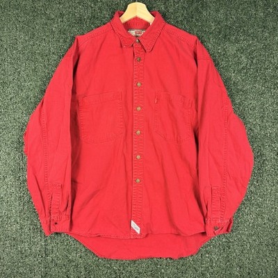 Vintage Levis Shirt Mens Large Red Metal Button Red Tab Canvas Heavy 90s Chore