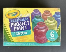Crayola Washable Project Paint Set 6 Glitter Vibrant Colors NIB Arts Crafts