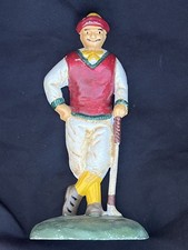 Antique Cast Iron Golfer Doorstop Hand Painted Golf Figure 9.75