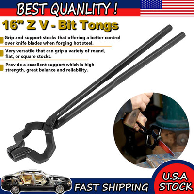 Knifemaking and Blacksmithing Tongs 16'' Z V-Bit Style Blacksmith V-Bit Tongs