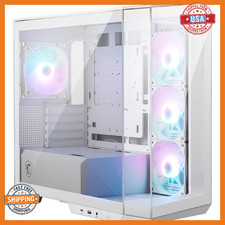 MSI MAG PANO M100R PZ White - Premium Mid-Tower Gaming PC Case - Tempered Glass