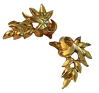 Coro Screwback Clip Earrings Vintage Leaves Goldtone Costume Jewelry