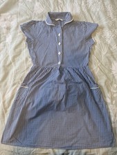 Marks And Spencer Girls School Blue Gingham Summer Dress Age 10-11