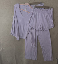 Soma 3-Piece Pajama Set Womens Sz XS / S Lavender Pockets Lightweight -SEE NOTES