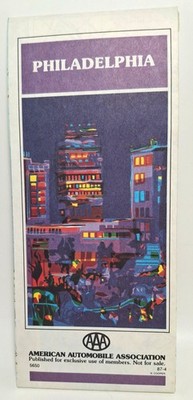 Philadelphia Pennsylvania PA City Folding Road Travel Map Guide 1987