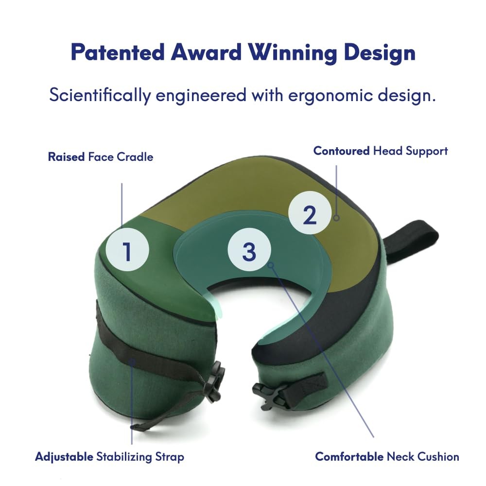 Award-Winning Ergonomic Travel Pillow for Neck & Chin Support