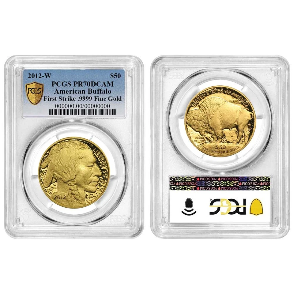 American Gold Buffalo 2012-W prueba $50 graduación profesional PR70DCAM FS etiqueta azul Foto 3 de 3