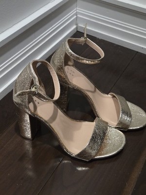 A New Day Gold Block Strappy Heel Sz 6W & Heel Height 3.5 Inc