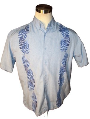 Cafe Luna Men's Short-Sleeve Button Down Shirt, Blue Tropical, Size M, EUC
