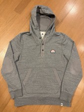 Element Y2K Skate Hoodie Large Pullover Buttons Elbow Patches Gray Grunge Baggy