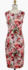 Carolina Herrera Pink Floral Print Archive Collection Dress with Belt, size 8