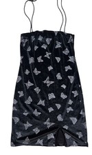 Y2K Velvet Butterfly MIni Dress Womens XS Black Whimsigoth 90s Grunge Glitter